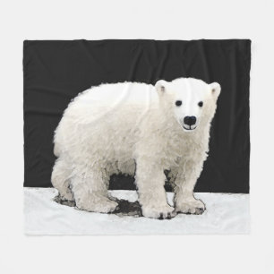 Couverture Polaire Peinture de l'ours polaire - Art original de la fa