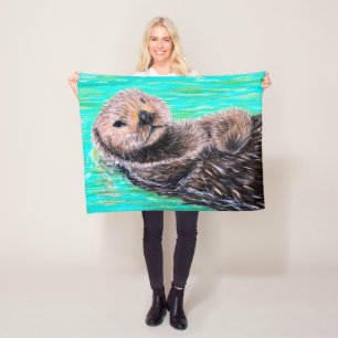 Couverture Polaire Peinture de loutre de mer