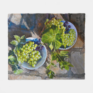 Couverture Polaire Peinture de nature morte de raisin vert