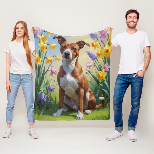 Couverture Polaire Peinture de printemps de chien Basenji (En situation)