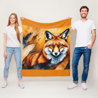 Couverture Polaire Peinture de renard d'automne