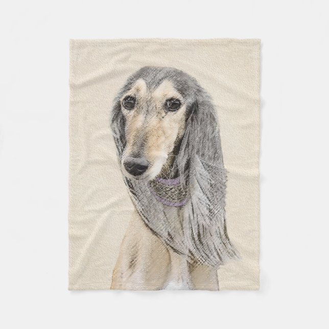 Couverture Polaire Peinture de Saluki (Faune) - Cute Original Chien A (Devant)