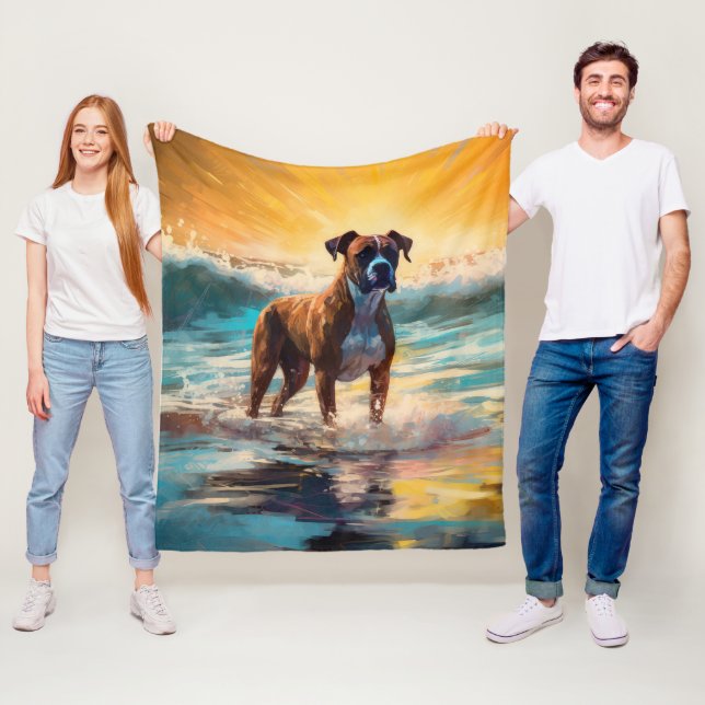 Couverture Polaire Peinture de surf de la plage Boxer (En situation)