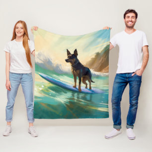 Couverture Polaire Peinture de Surf sur Plage de Kelpie Australien