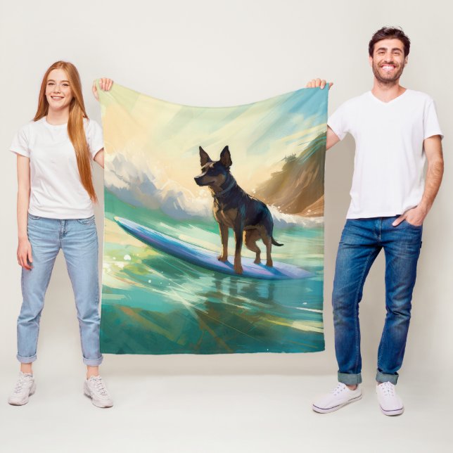 Couverture Polaire Peinture de Surf sur Plage de Kelpie Australien (En situation)