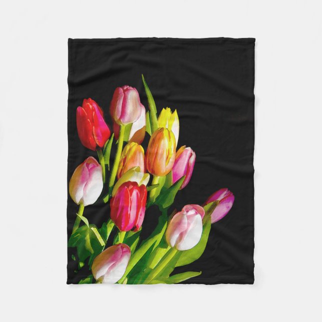 Couverture Polaire Peinture de Tulipe - Art Floral Original (Devant)