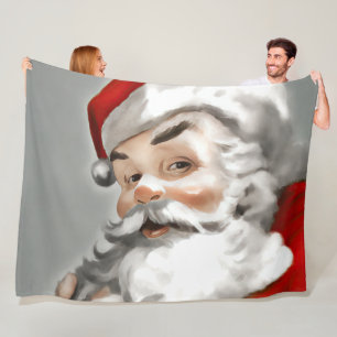 Couverture Polaire Peinture du Père Noël sur Grey