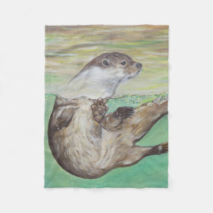 Couverture Polaire Peinture espiègle de loutre de rivière