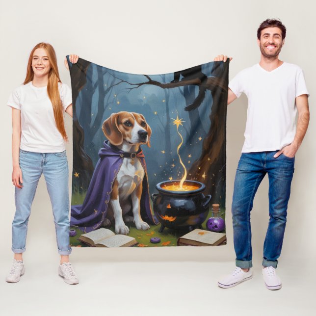 Couverture Polaire Peinture fantaisiste d'Halloween de chien Beagle (En situation)