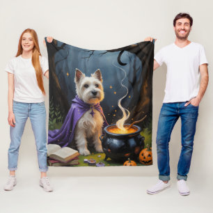 Couverture Polaire Peinture fantaisiste d'Halloween de chien Terrier 