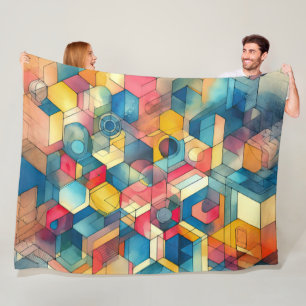 Couverture Polaire Peinture géométrique moderne Abstraite