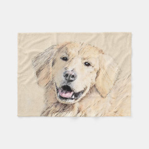 Couverture Polaire Peinture Golden Retriever - Joli art original chie