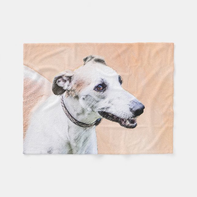 Couverture Polaire Peinture Greyhound - Cute Original Chien Art (Devant (Horizontal))
