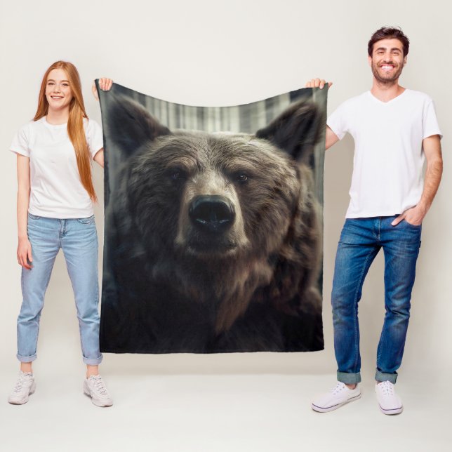 Couverture Polaire Peinture grizzli (En situation)