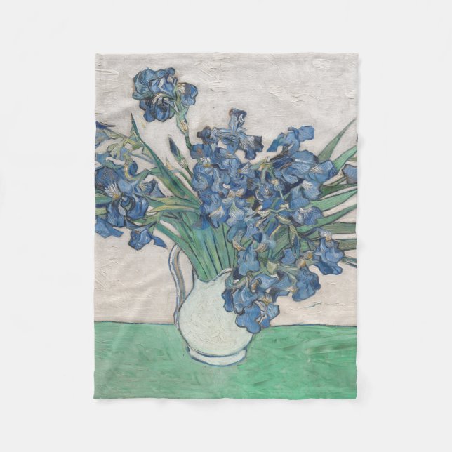 Couverture Polaire Peinture impressionniste Vase Iris de Van Gogh (Devant)