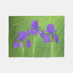 Couverture Polaire Peinture Iris Violet - Art Fleur Originale