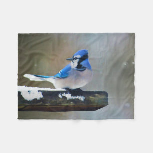 Couverture Polaire Peinture Jay Bleu - Art Oiseau Original