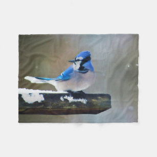 Couverture Polaire Peinture Jay Bleu - Art Oiseau Original