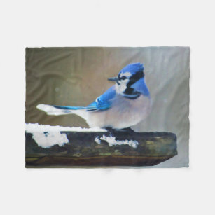 Couverture Polaire Peinture Jay Bleu - Art Oiseau Original
