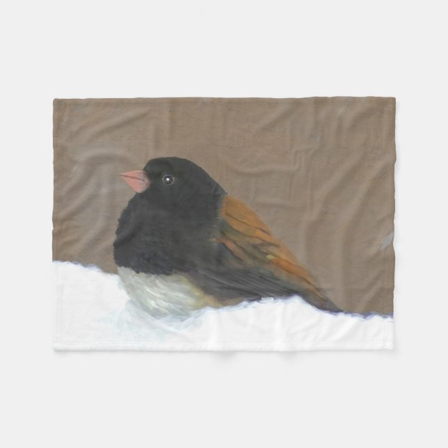 Couverture Polaire Peinture Junco foncée - Art original pour oiseaux (Devant (Horizontal))