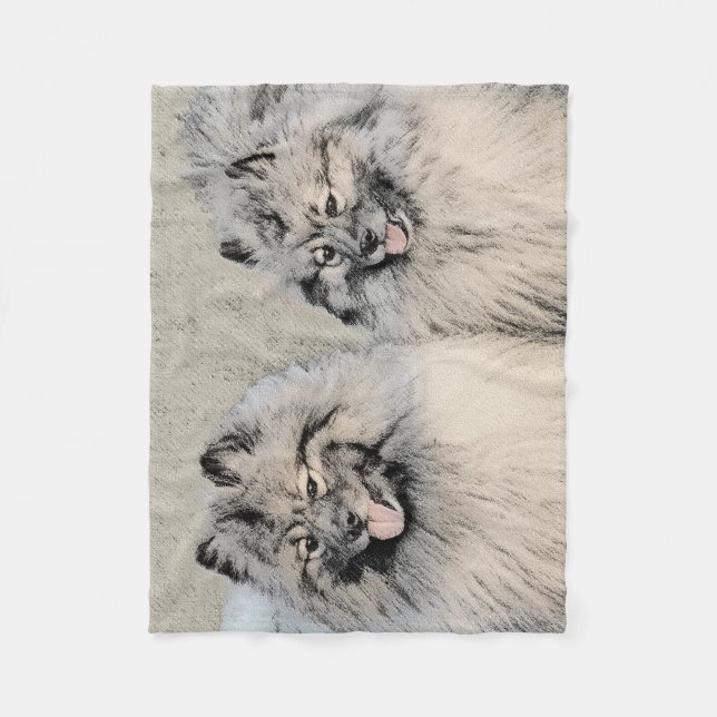 Couverture Polaire Peinture Keeshond Brothers - Art Chien original (Devant)