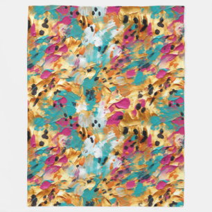Couverture Polaire Peinture léopard rose or Aqua