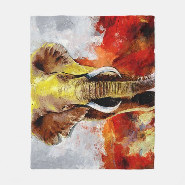 Couverture Polaire Peinture moderne à l'huile d'éléphant Abstraite (Devant)