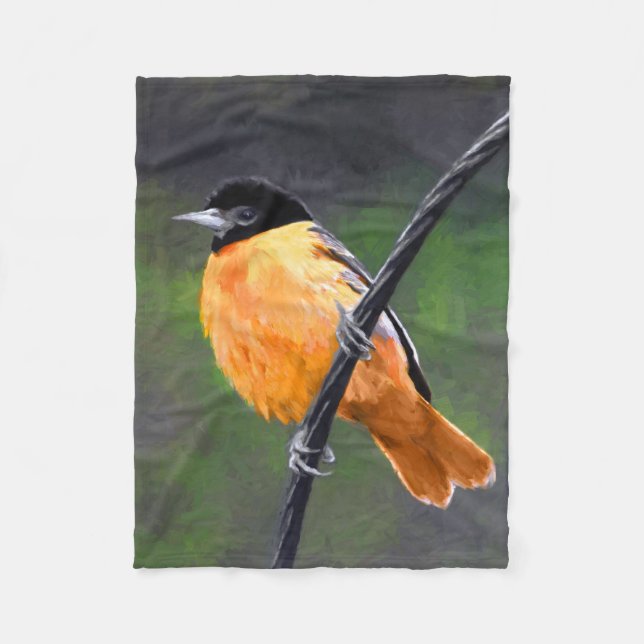Couverture Polaire Peinture Oriole - Art Oiseau Original (Devant)
