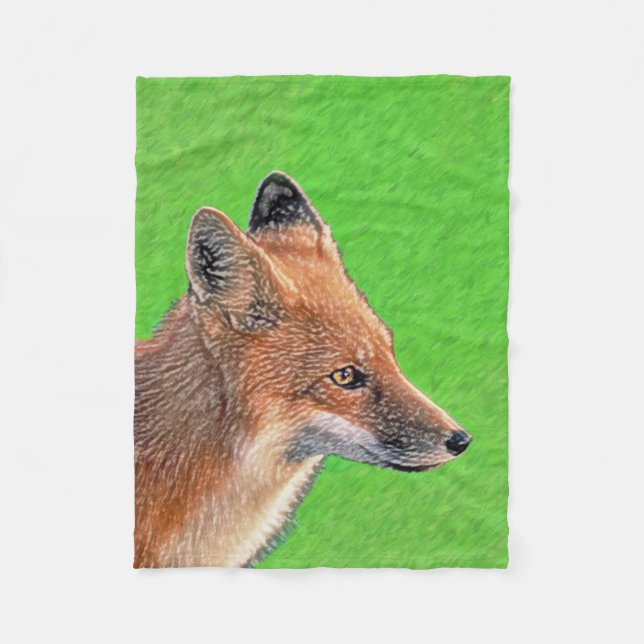 Couverture Polaire Peinture Red Fox - Art original de la faune (Devant)