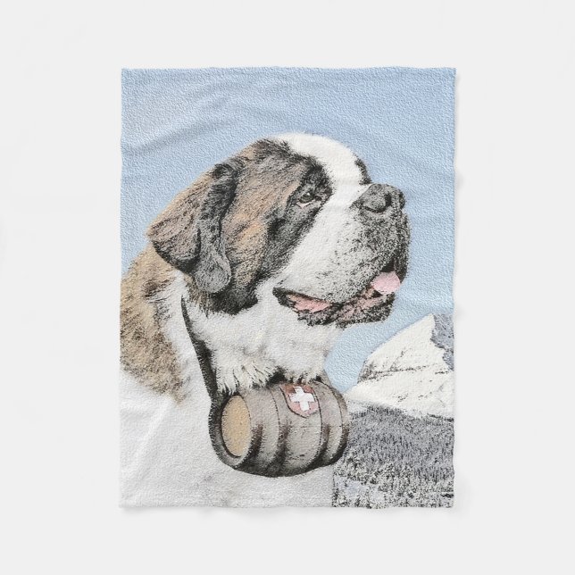 Couverture Polaire Peinture Saint Bernard - Cute Original Chien Art (Devant)