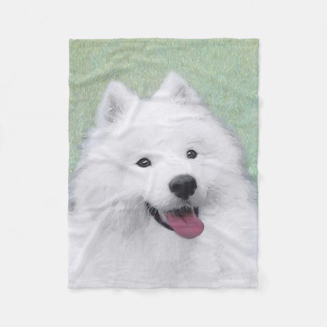 Couverture Polaire Peinture Samoyée - Cute Original Dog Art (Devant)