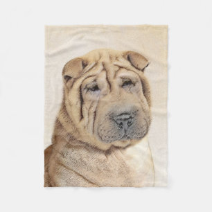 Couverture Polaire Peinture Shar Pei - Cute Original Chien Art