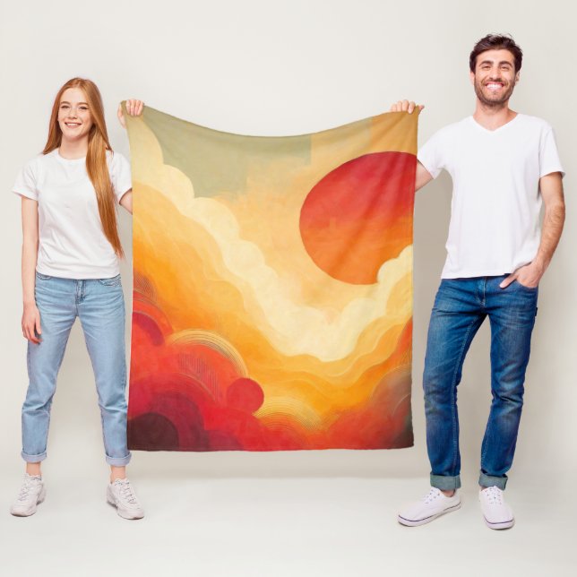 Couverture Polaire Peinture solaire rouge spectaculaire (En situation)
