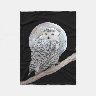 Couverture Polaire Peinture sur la Chouette neigeuse et la Lune - Art