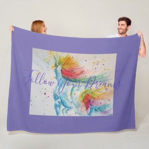 Couverture Polaire Peinture Unicorn Suivez Vos Rêves Blanche Toison