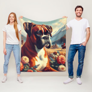Couverture Polaire Peinture vintage de chien de boîte