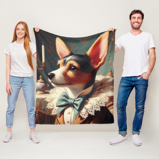 Couverture Polaire Peinture vintage Toy Fox Terrier (En situation)