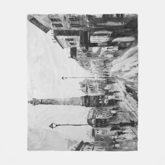 Couverture Polaire Peintures artistiques en noir et blanc.