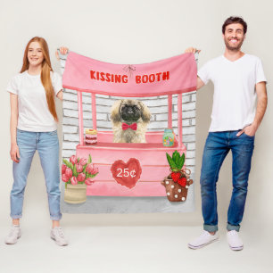 Couverture Polaire pekingese Chien Valentine's Day Kissing Booth
