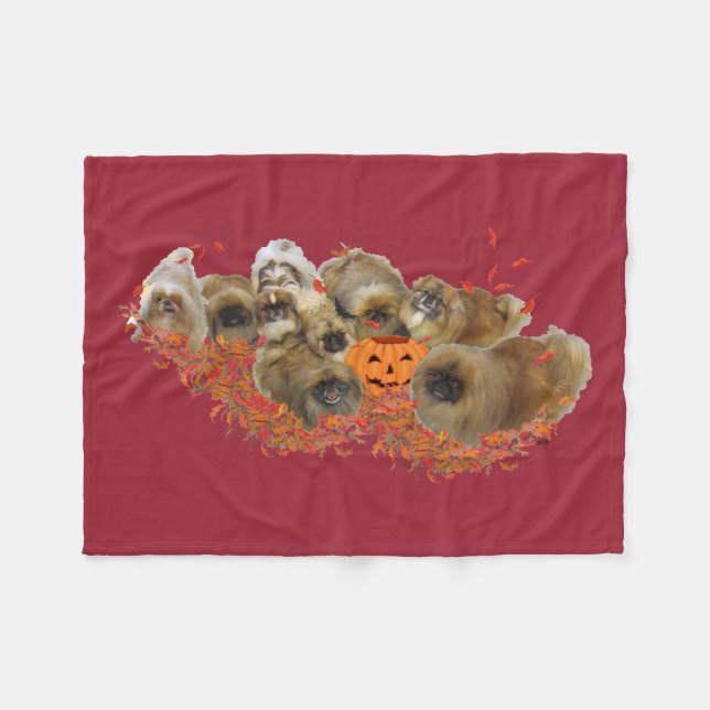 Couverture Polaire Pékinois Halloween (Devant (Horizontal))