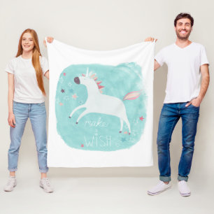 Couverture Polaire Peloton magique de licorne - faites un souhait