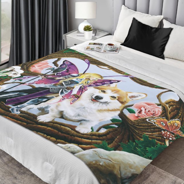 Couverture Polaire Pembroke Welsh Corgi Fairy Imaginaire (Créateur téléchargé)