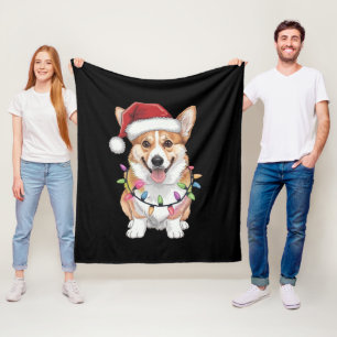Couverture Polaire Pembroke Welsh Corgi Père Noël Lumières des arbres