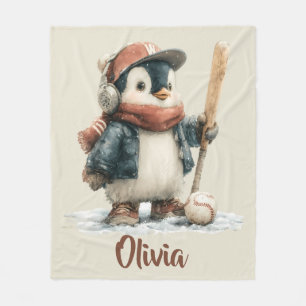 Couverture Polaire Pengouin d'hiver personnalisé pour softball enfant