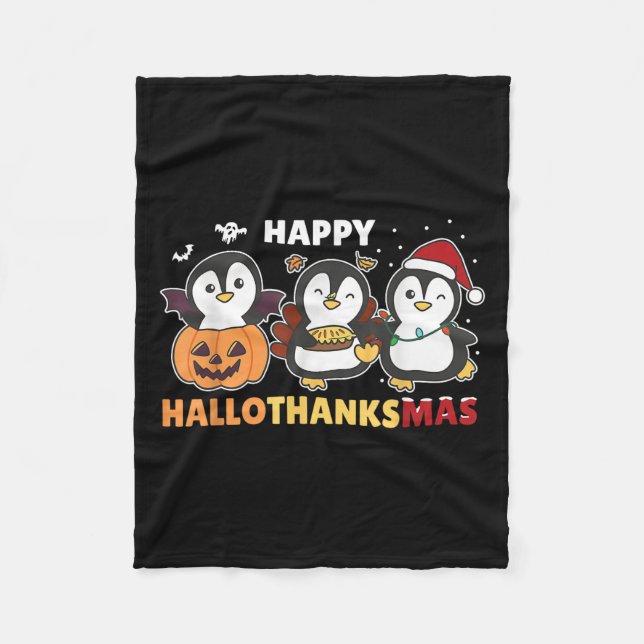 Couverture Polaire Penguin Christmas Halloween Costume Happy Hallotha (Devant)