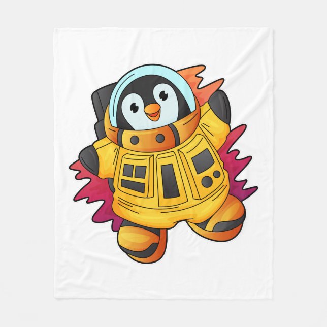 Couverture Polaire Penguin en costume d'astronaute (Devant)