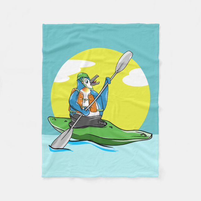 Couverture Polaire Penguin en kayak (Devant)