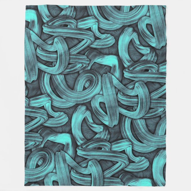 Couverture Polaire pensée profonde - noir et turquoise : (Devant)