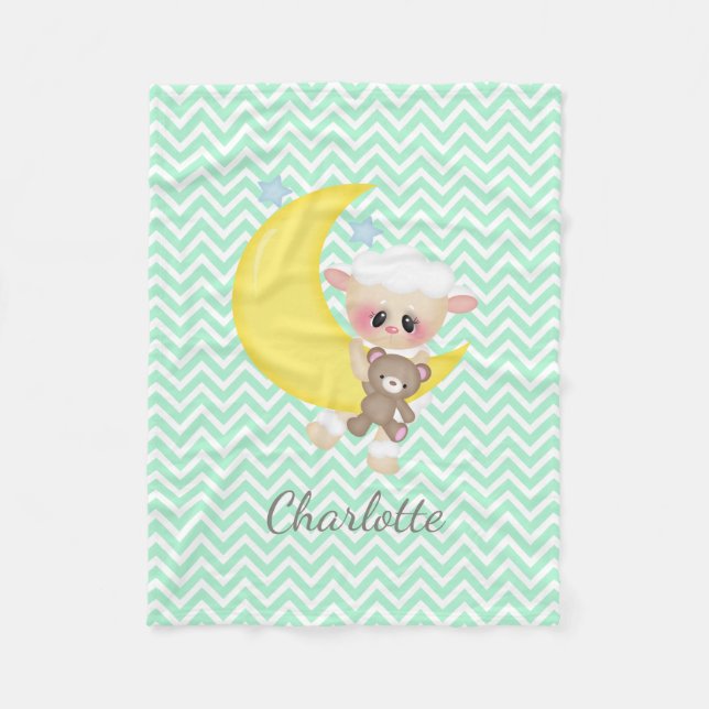 Couverture Polaire Pépinière d'agneau et de lune de croissant (Devant)