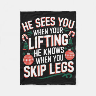 Couverture Polaire Père Noël aime Jour de la Jambe Fitness de Noël -
